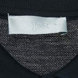 Pre Owned Dior Black Cotton Embroidered Polo T-Shirt M