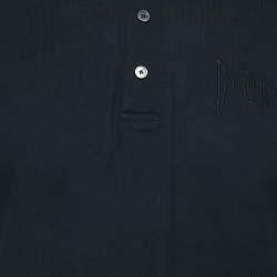 Pre Owned Dior Black Cotton Embroidered Polo T-Shirt M