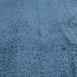Pre Owned Dior Blue Jacquard Silk Short Sleeve Shirt 2XL