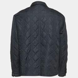 Pre Owned Dior Homme Navy Blue Cannage Quilt Nylon Blend Oversized Shirt L