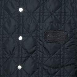Pre Owned Dior Homme Navy Blue Cannage Quilt Nylon Blend Oversized Shirt L