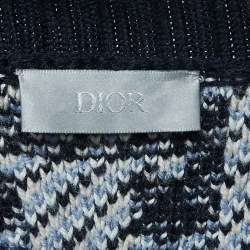 Dior Navy Blue Oblique Patterned Wool Sweater M