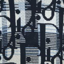 Dior Navy Blue Oblique Patterned Wool Sweater M