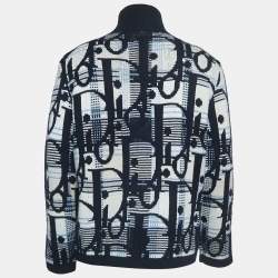 Dior Navy Blue Oblique Patterned Wool Sweater M