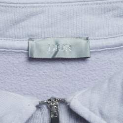 Pre Owned Dior Homme Purple Logo Embroidered Cotton Zip-up Sweatshirt M