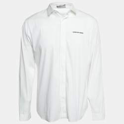 Dior White Cotton Logo Embroidered Button-Up Shirt XL