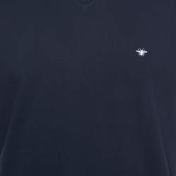 Pre Owned Dior Navy Blue Cotton V-Neck T-Shirt XL