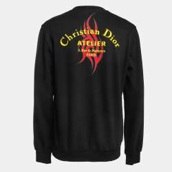 Pre Owned Dior Homme Black Logo Embroidered Knit Crew Neck Sweatshirt L