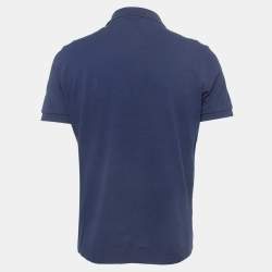Pre Owned Dior Navy Blue Cotton Pique Embroidered Logo Polo T-Shirt L