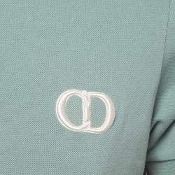 Pre Owned Dior Green Cotton Pique Embroidered Logo Polo T-Shirt M