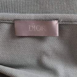 Pre Owned Dior Green Cotton Pique Embroidered Logo Polo T-Shirt M