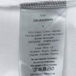 Pre Owned Dior White Cotton Pique Embroidered Polo T-Shirt L