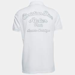 Pre Owned Dior White Cotton Pique Embroidered Polo T-Shirt L