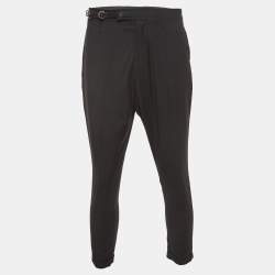 Dior Homme black Wool Belted Tailored Trousers XS Waist 32"