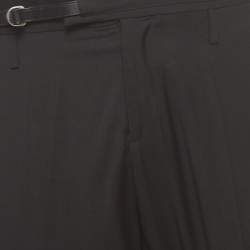 Dior Homme black Wool Belted Tailored Trousers XS Waist 32"