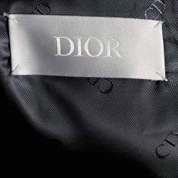 Pre Owned Dior Homme Navy Blue Wool & Mohair Draped Satin Detail Blazer M