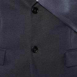 Pre Owned Dior Homme Navy Blue Wool & Mohair Draped Satin Detail Blazer M