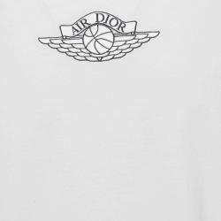 Dior Homme X Air Jordan White Embroidered Cotton Half Sleeve T-Shirt M