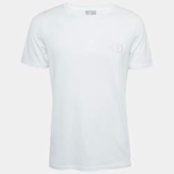 Pre Owned Dior Homme White CD Embroidered Cotton Short Sleeve T-Shirt L