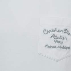 Dior Homme White Logo Embroidered Cotton T-Shirt S