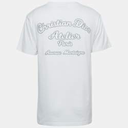 Dior Homme White Logo Embroidered Cotton T-Shirt S