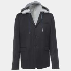 Dior Black Wool Single Breasted Hooded Blazer XL