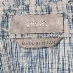Pre Owned Dior Homme White/Blue Dior Oblique Kasuri Cotton Denim Overshirt M