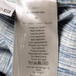 Pre Owned Dior Homme White/Blue Dior Oblique Kasuri Cotton Denim Overshirt M