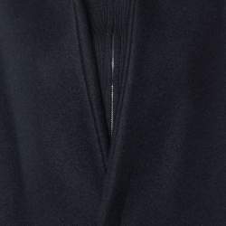 Dior Homme Black Wool Ribbed Insert Zip Front Coat XXL