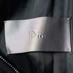 Dior Homme Black Wool Ribbed Insert Zip Front Coat XXL