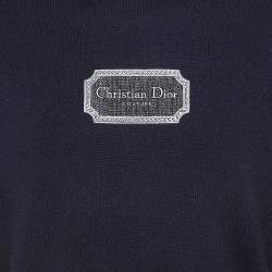 Dior Homme Navy Blue Logo Patch Cashmere Hoodie L