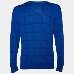 Dior Homme Blue Wool Knit Crew Neck Sweater L