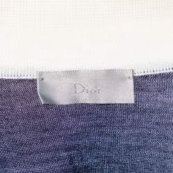 Dior Homme Navy Blue Wool Contrast Stripe Polo T-Shirt L