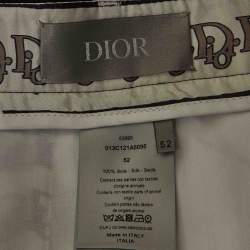 Dior Homme White Oblique Print Silk Bermuda Shorts XL