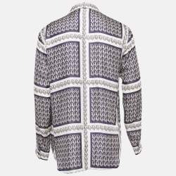 Dior Homme Oblique Print Silk Button Front Full Sleeve Shirt L