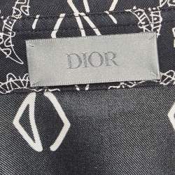 Pre Owned Dior Homme Navy Blue Bandana Motif Print Silk Buttoned Half Sleeve Shirt M