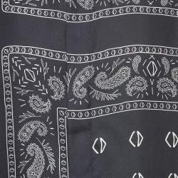Pre Owned Dior Homme Navy Blue Bandana Motif Print Silk Buttoned Half Sleeve Shirt M
