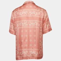 Dior Homme Pink Bandana Motif Print Silk Buttoned Half Sleeve Shirt M