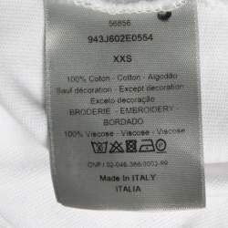 Pre Owned Dior Homme White Logo Embroidered Cotton Crew Neck T-Shirt XXS