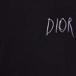 Dior Homme Black Logo Embroidered Cotton Crew Neck T-Shirt XXS