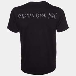 Dior Homme Black Logo Embroidered Cotton Crew Neck T-Shirt XXS