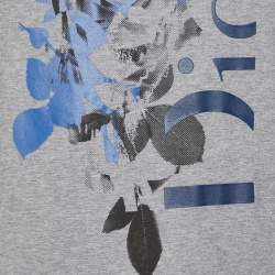 Dior Homme Grey Logo Print Cotton Half Sleeve T-Shirt M