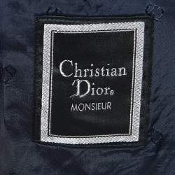 Dior Vintage Navy Blue Pinstripes Wool Single Breasted Blazer XL