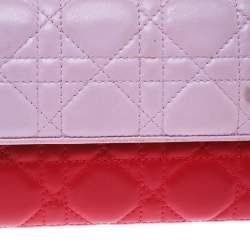 Dior Two Tone Pink Cannage Leather Lady Dior Rendez-Vous Wallet