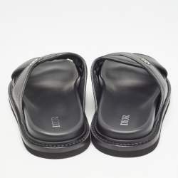 Dior Black Leather Aqua Criss Cross Flat Sandals Size 40.5
