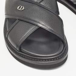 Dior Black Leather Aqua Criss Cross Flat Sandals Size 40.5
