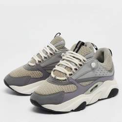 Dior Grey Mesh and Leather B22 Sneakers Size 40