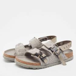 Dior X Birkenstock Grey Wool Slingback Sandals Size 40