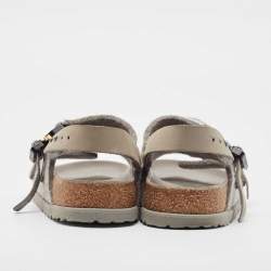 Dior X Birkenstock Grey Wool Slingback Sandals Size 40