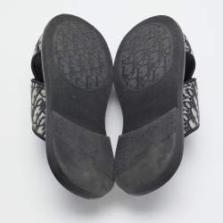 Dior Blue/White Canvas Aqua Crisscross Flat Sandals Size 45